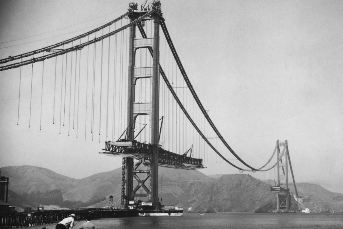 Golden Gate Bridge steel cables and suspension system